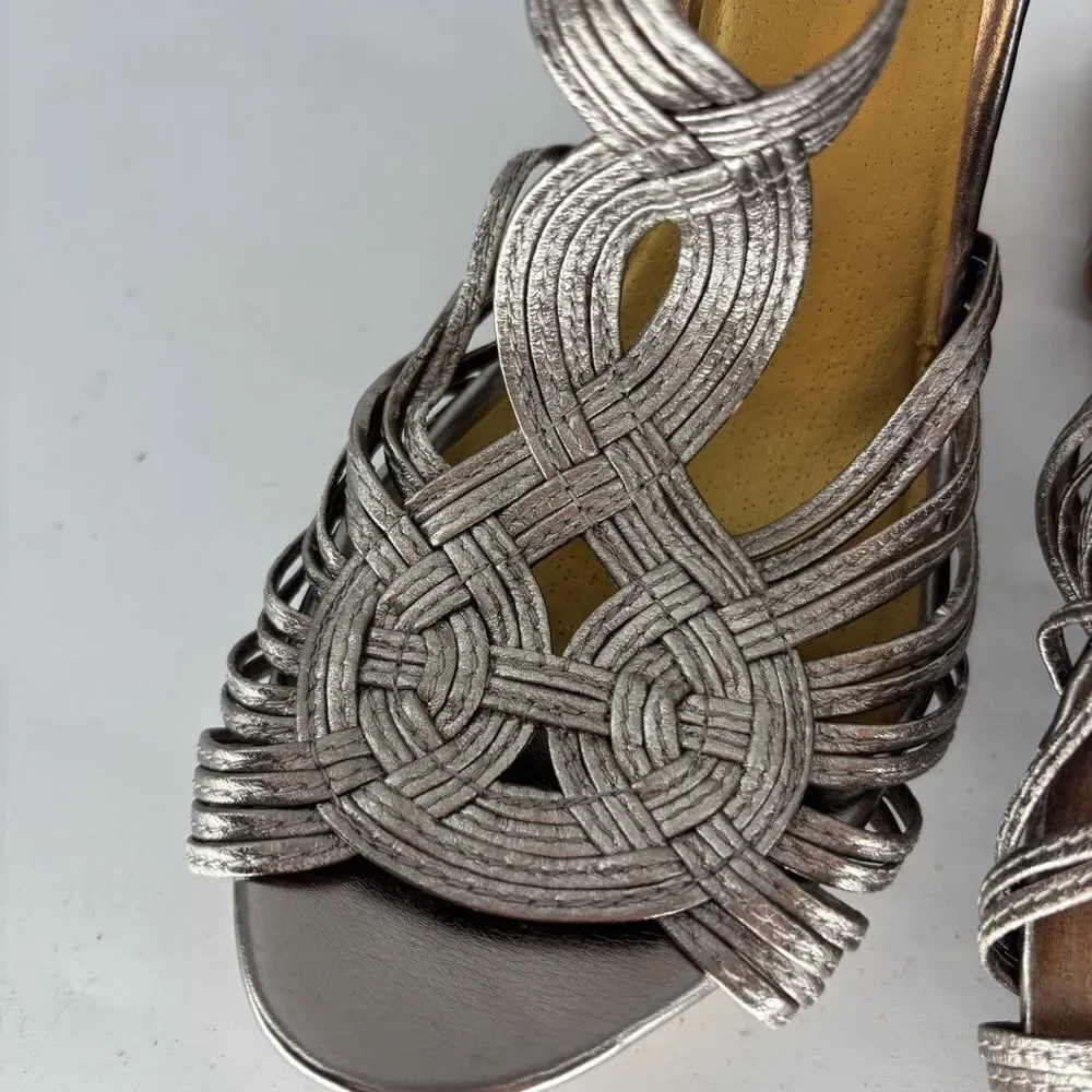 Seychelles Silver Wedge Sandals with Strappy Design
